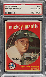 1959 Topps #10 Mickey Mantle PSA NM-MT 8