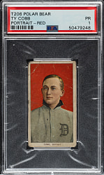 1909-1911 T206 White Border Ty Cobb Portrait Red Background PSA POOR 1 - Polar Bear Back