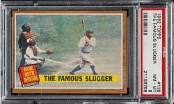 1962 Topps #138 The Famous Slugger with Babe Ruth PSA NM-MT 8