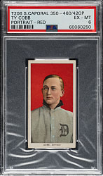 1909-1911 T206 White Border Ty Cobb Portrait Red Background PSA EX-MT 6