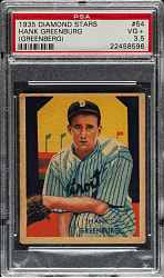 1934-1936 R327 Diamond Stars #54 Hank Greenberg - "Greenburg" Error PSA VG+ 3.5