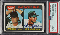 Signed 1965 Topps #477 Steve Carlton Rookie PSA NM 7 with GEM MINT 10 Signature