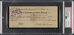 1945 Walter Johnson Signed Check PSA/DNA GEM MINT 10 - Payable to Washington Post