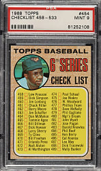 1968 Topps #454 Checklist PSA MINT 9