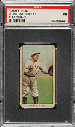 1909-1911 T206 White Border Admiral Schlei Catching PSA POOR 1 - Brown Hindu Back