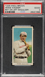 1909-1911 T206 White Border Heinie Wagner Bat On Left Shoulder PSA GOOD 2 - Brown Hindu Back