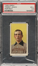 1909-1911 T206 White Border Tommy Leach Portrait PSA VG+ 3.5 - Brown Hindu Back