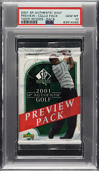 2001 Upper Deck SP Authentic Previews Golf Unopened Cello Pack PSA GEM MINT 10 - #21 Tiger Woods on Back