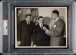 1946 Babe Ruth and Joe Louis with Thomas Dewey Original Press Association Photograph PSA/DNA Type I
