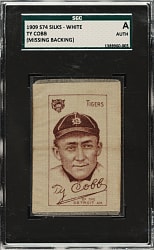 1910 S74 Tobacco Silks - White - Ty Cobb SGC Authentic