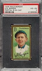 1911 T205 Gold Border E.B. Barger Partial "B" on Cap PSA VG-EX 4