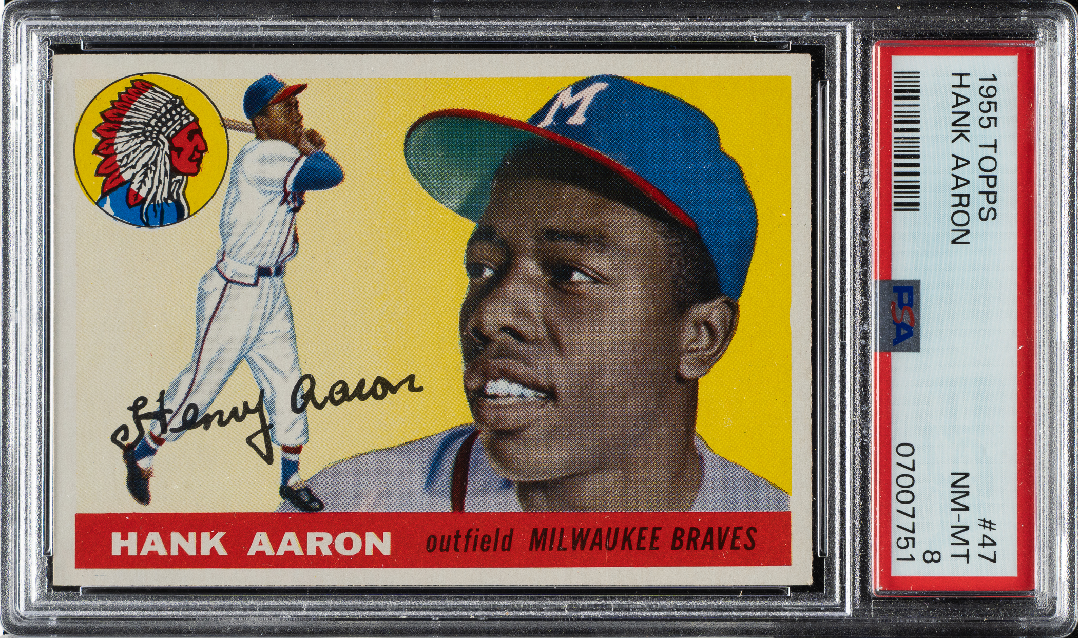 1955 Topps #47 Hank Aaron PSA NM-MT 8