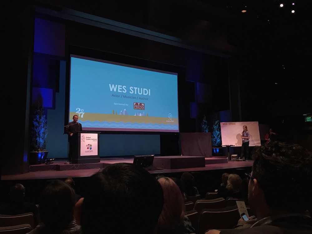 Portland Creative Conference - Wes Studi in front of audience