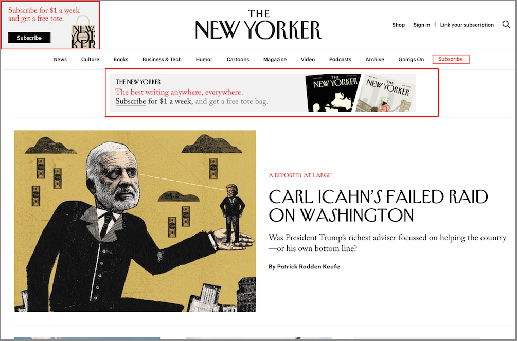 The New Yorker hompage