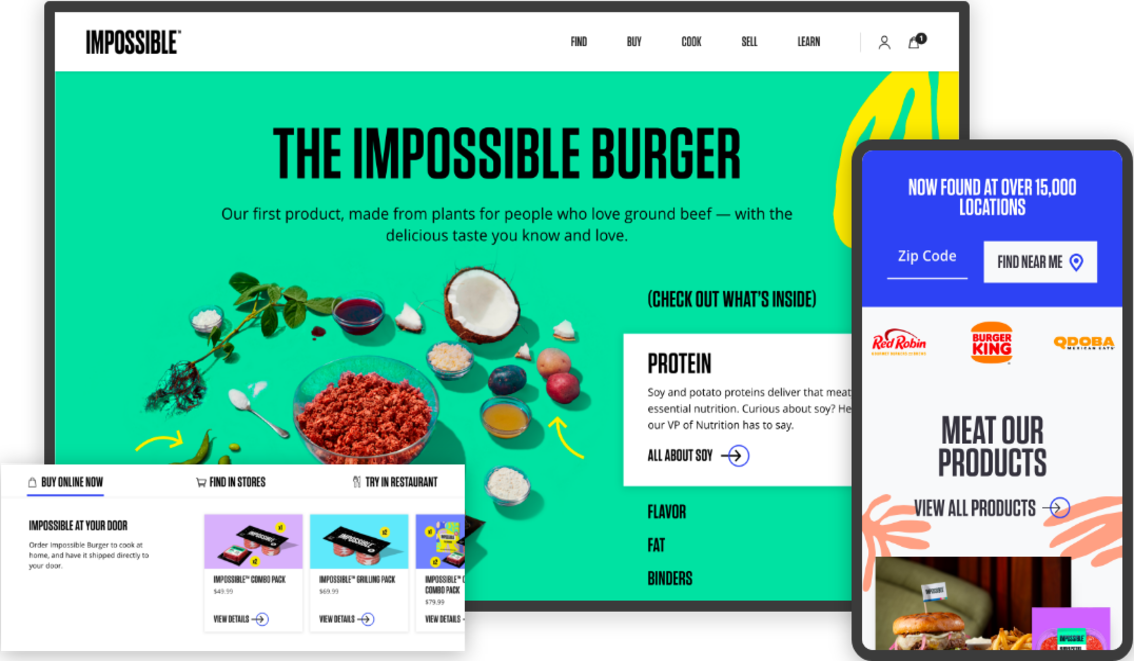 Impossible Foods Designs for Mobile and Desktop