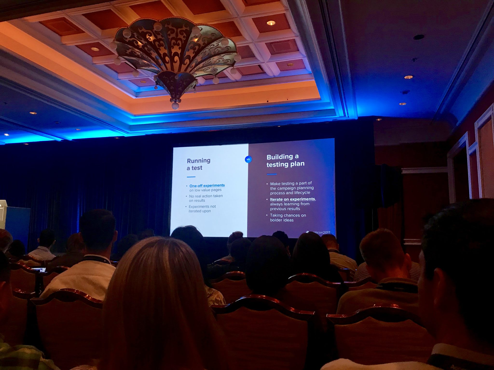 Opticon 2017 - Presentation screen w/audience - Running a test vs Building a plan