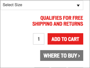 a/b test top copy variation: qualifies for free shipping and returns