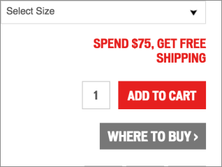 a/b test top copy variation: spend $75, get free shipping