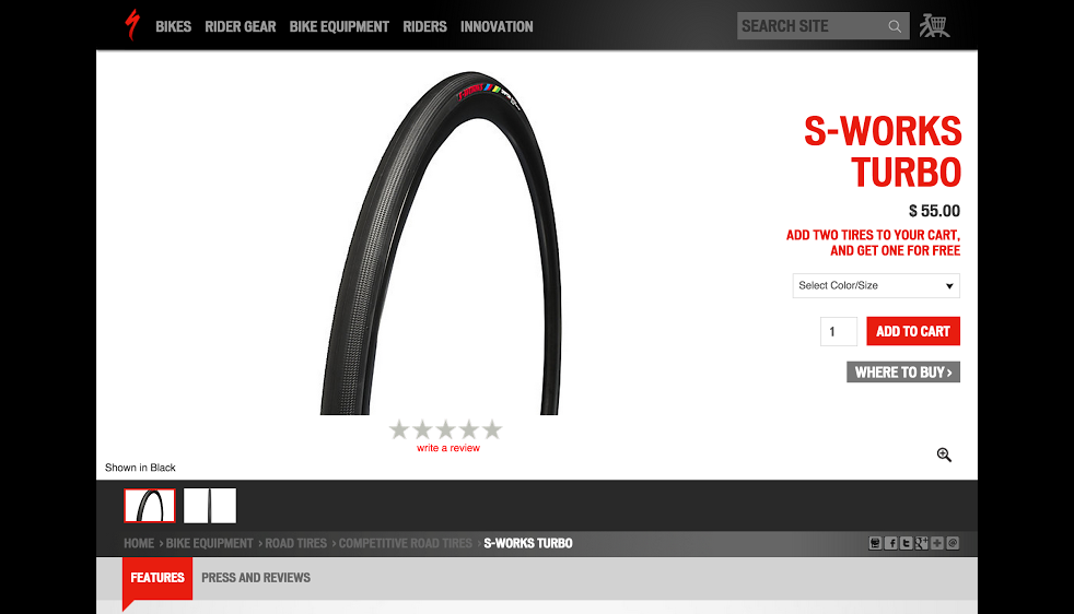 Specialized bikes road tires on shopping site