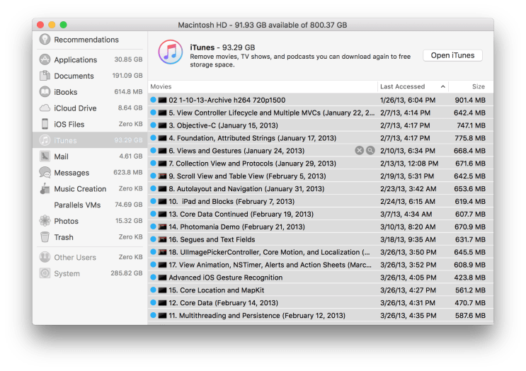 Storage Manager - iTunes