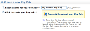 EC2-KeyPair Screenshot: Amazon EC2 Key Pair creation dialog