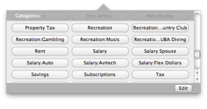 Screenshot: Quicken Essentials Register List Picker for categories