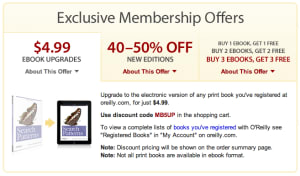 Screenshot: O'Reilly $5 eBook upgrade offer for registered books