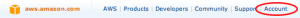 Amazon_AWS_Account Screenshot: Account button in the AWS Management Console