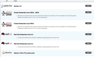 RSImages Screenshot: Rackspace Cloud operating system image choices