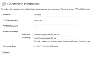 WordPress SSH Connection Information