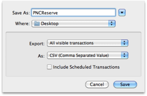 Screenshot: Quicken Essentials export settings dialog with CSV format selected