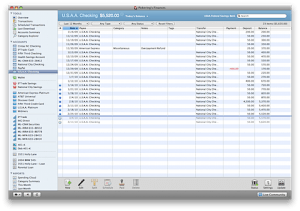 Screenshot: Quicken Essentials account register with single-line transactions