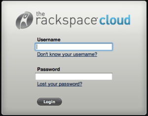 RSLogin Screenshot: Rackspace Cloud management interface login page
