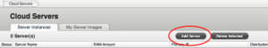 RSAddServer Screenshot: Rackspace Cloud Add Server button