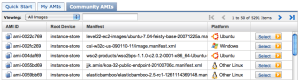 EC2Community Screenshot: Amazon EC2 Community AMIs tab