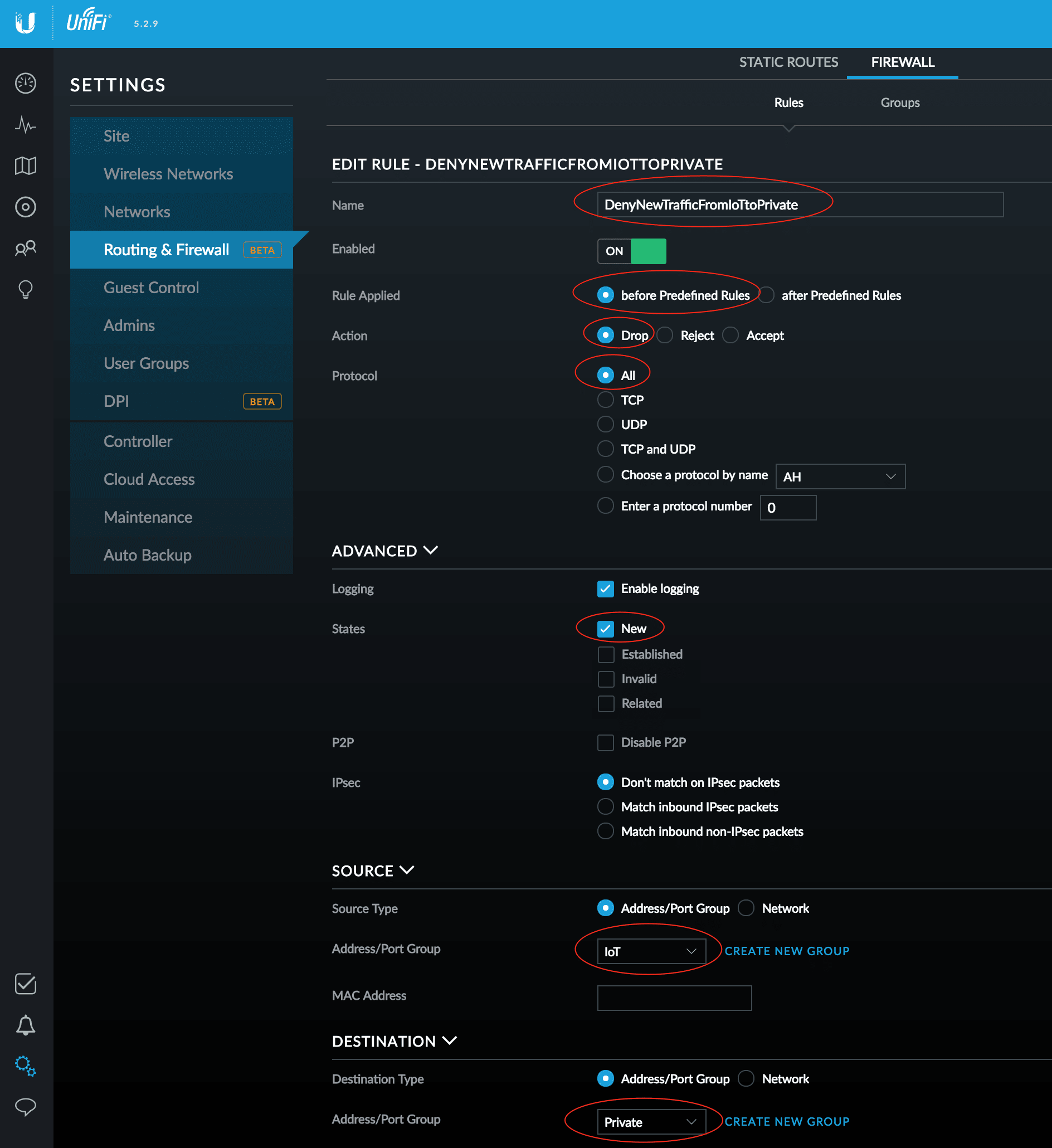 Configure Firewall Rule