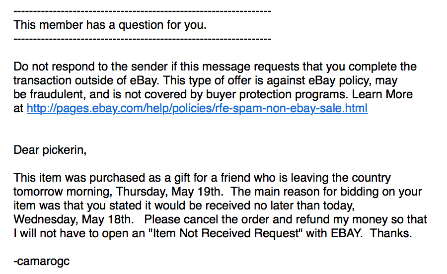 eBay Cancellation