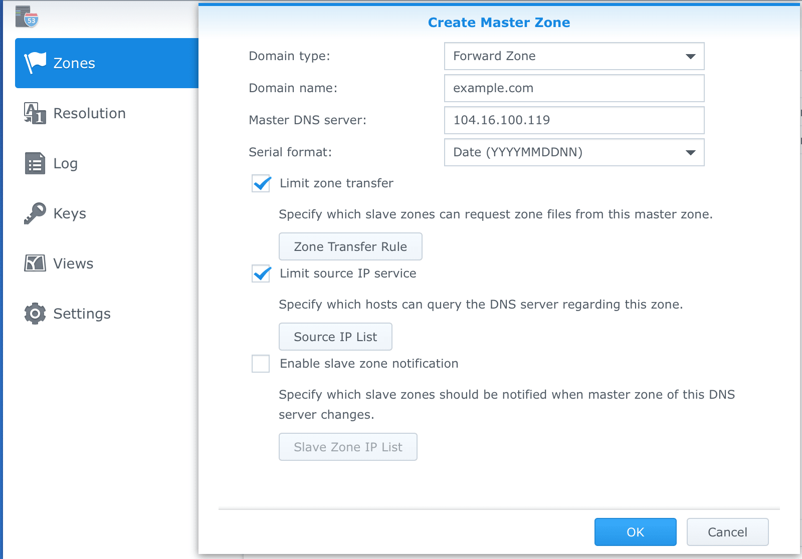 Master Zone Configuration
