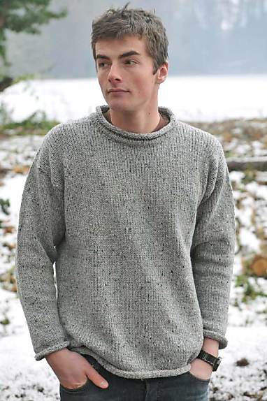 All wool light grey | silver Donegal fleck roll neck sweater | jumper ...