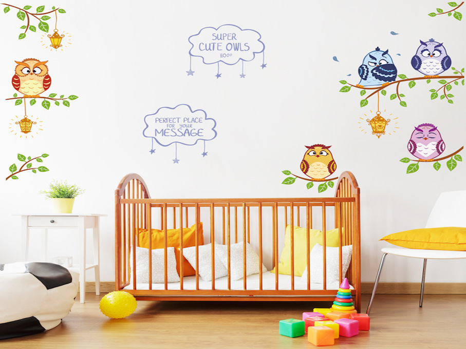 Búhos Adhesivo, Tamaño Grande, Desmontable, Decoración de Habitación Hogar