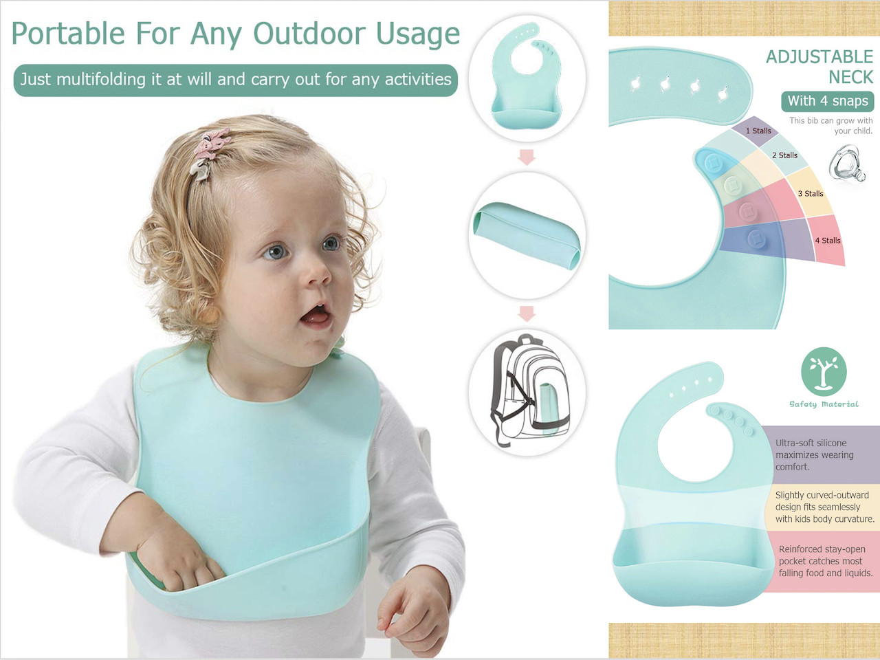 Baberos de silicona para bebé, babero de silicona, baberos suaves  impermeables para niños pequeños, babero para comer, artesanía Superior