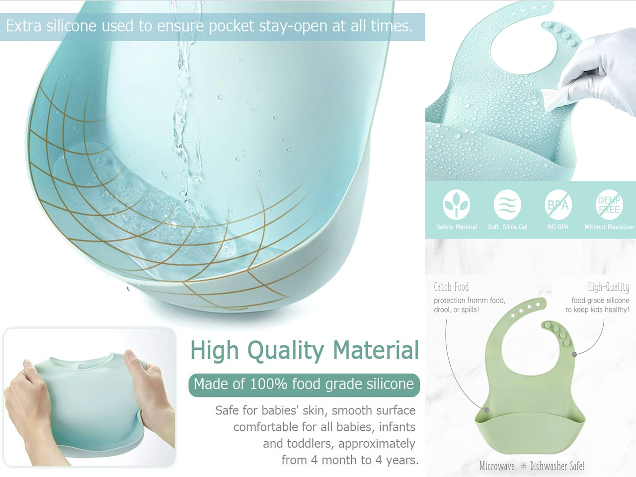 Viedouce Baberos Silicona para Bebés - Impermeables Baberos Alimentación de  Silicona con Bolsillo para Recolector Migas de Alimentos,baberos de silicona  bebe para Niñas y Niños,Fácil de Limpiar : : Bebé