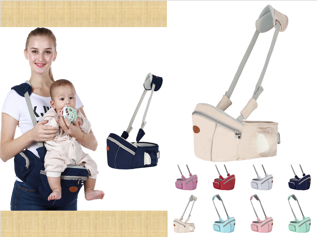  AGUDAN Portabebés con asiento a la cadera, versátil portabebés  9 en 1 para todas las estaciones, para recién nacidos a niños pequeños,  mochila portabebés : Bebés