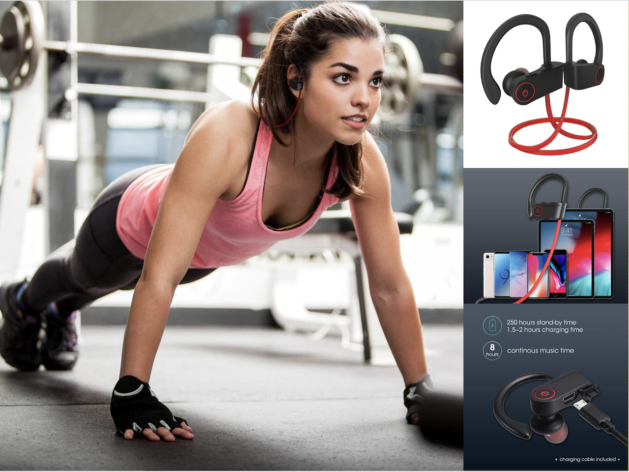 Auriculares inalámbricos con Bluetooth. Auriculares para  deporte/trabajo/gym.