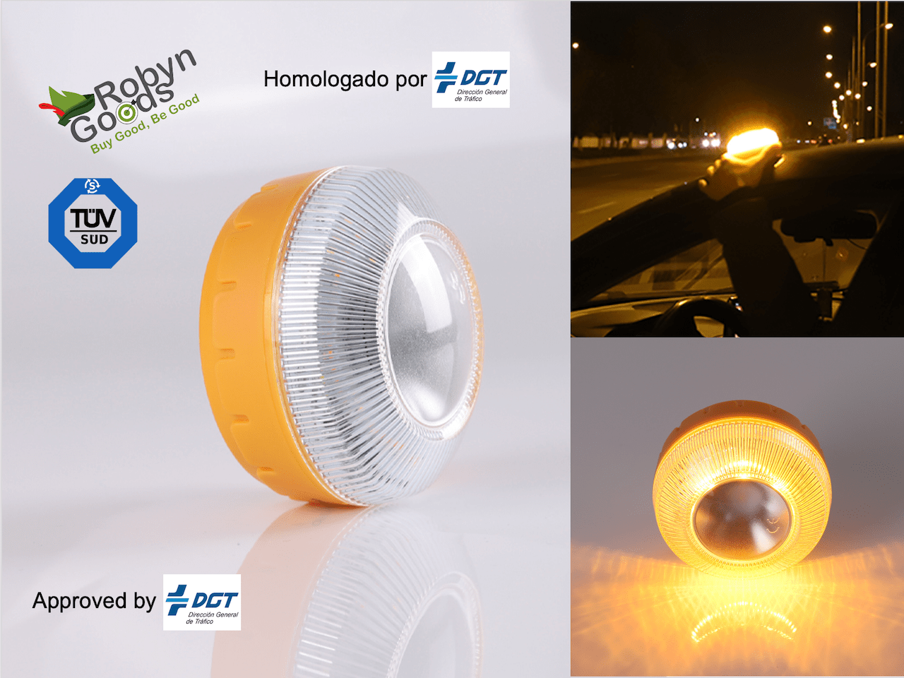 Luz de emergencia Ksix Safety Light IoT, V16, Homologada DGT, Nano