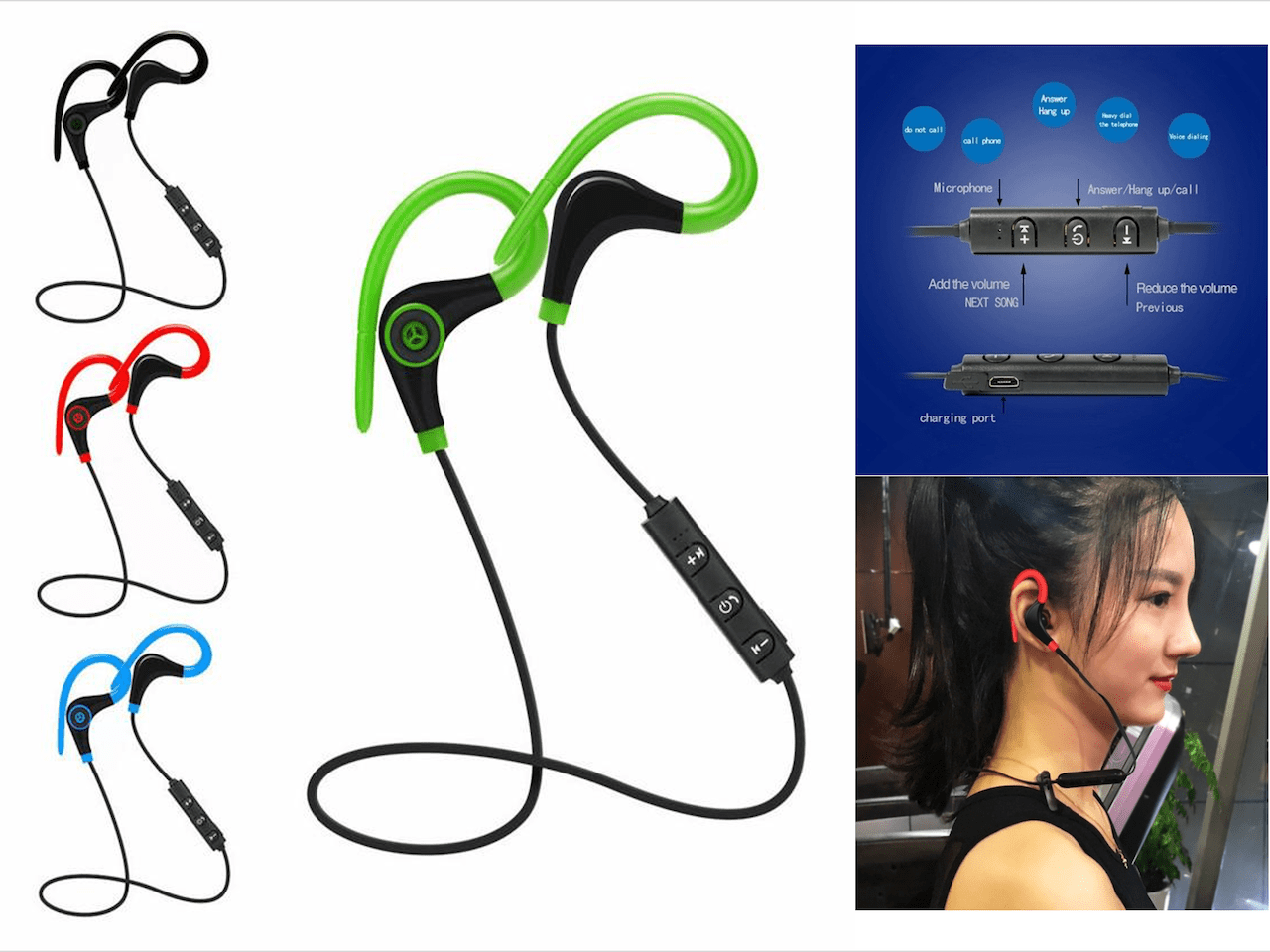 Comprar Auriculares deportivos inalámbricos con cancelación de ruido para  negocios, cascos impermeables para colgar, de un solo oído, Bluetooth 5,2