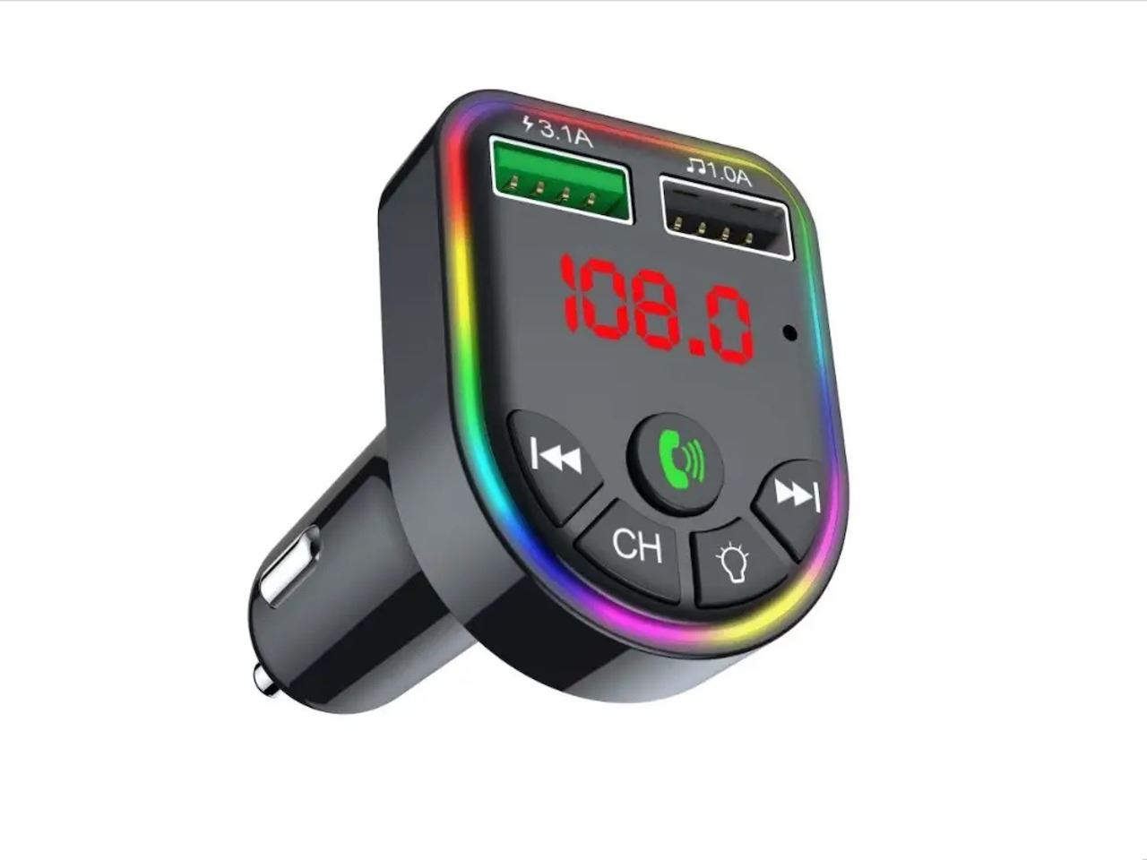 TRANSMISOR FM DIGITAL BLUETOOTH COCHE MP3 CARGADOR MECHERO USB LCD