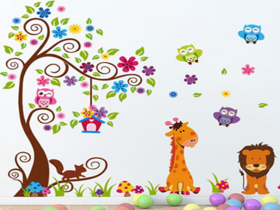 Animales Coloridos para Niños Adhesivo, Tamaño Grande, Desmontable, Decoración d ...