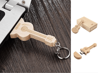 8Gb Wooden PenDrive Guitar Keychain, Real Memory Capacity, USB 3.0 (Ultra Fast), ...