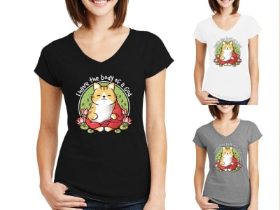 Woman Tshirt Buddha Cat